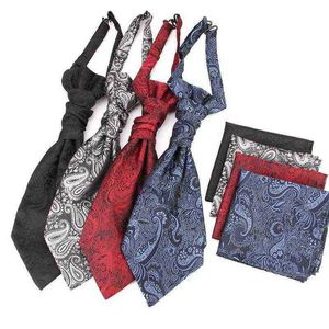 Linbaiway Men Wedding Tie zakdoek set ascot zelfbind Das Gentleman Polyester das Custom J220816