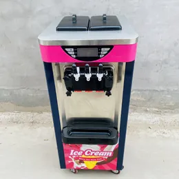 Máquina de helados de Color LINBOSS para restaurantes, negocio de helados, tres cabezales con sistema de Control Digital de ruedas universales