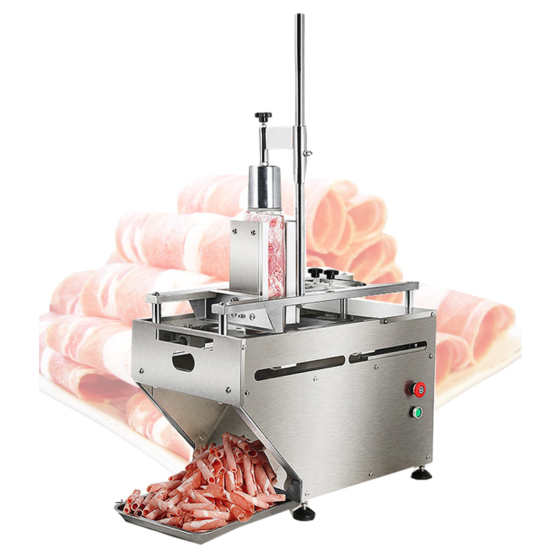Cortadora de carne de cordero eléctrica comercial LINBOSS, máquina cortadora de carne congelada, cortador de rollos de cordero, espesor ajustable