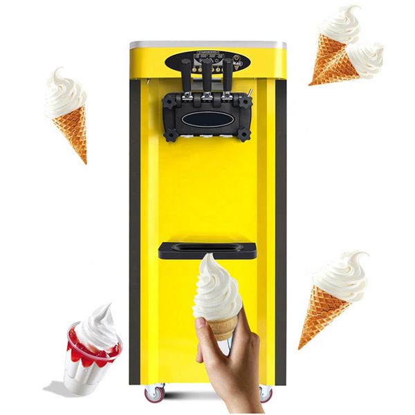 LINBOSS Machine à crème glacée molle à deux couleurs verticale commerciale pour les fabricants de crème glacée de magasin de desserts Gelato à trois saveurs faisant la machine
