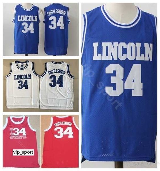 Lincoln Moive 34 Jesus Shuttlesworth Jerseys Hombres Baloncesto Uconn Connecticut Huskies Jerseys Película Big State He Got Game Azul Rojo Blanco