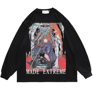 Lindsey Seader Heren T-shirt Hiphop Longsleeve Sweatshirt Cartoon Meisje Gedrukt Oversize Harajuku Tops Tees Anime Kleding 220226