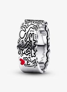 Ligne Art Love and People Wide Ring 925 Sterling Silver Rings for Women Wedding Anneus Bijoux de mode3180307