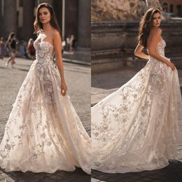 Lijn Berta A -jurken voor bruid lieverd Backless trouwjurk Vestidos de novia 3d Appliques Lace Designer Bridal Ghowns Ppliques Signer