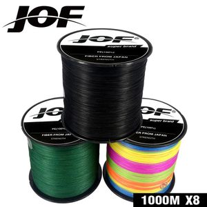 Ligne JOF 1000m ligne de pêche 8 brins PE carpe cordon de pêche Pesca fil tressé 2288LB pêche 9 couleurs accessoires forts