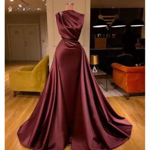 Ligne Satin A bal arabe Bateau grande taille robe de soirée Vintage longue formelle fête robe de demoiselle d'honneur rabic