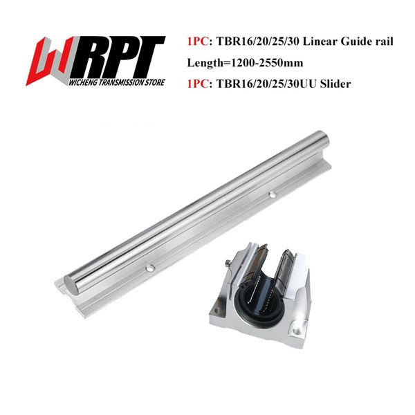 Guide linéaire Rail 1PC TBR16 20 25 30 Longueur 1200-2550 mm 1PC / 2PCS TBR16-30UU Bloc de support de roulement du curseur Pièces CNC CNC 3D