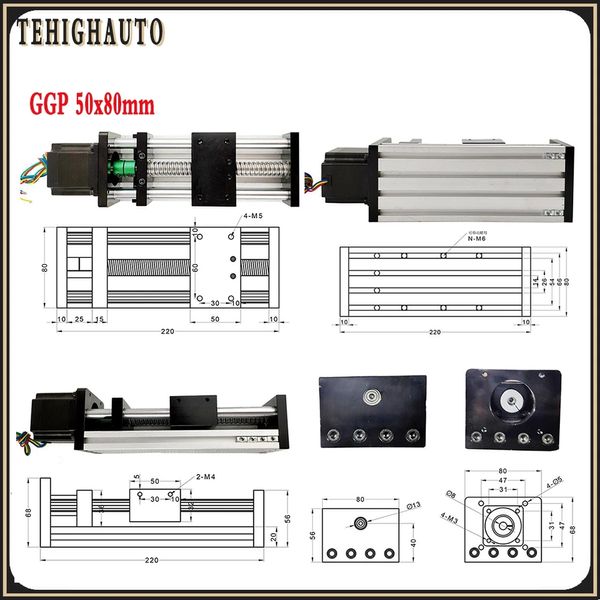 Guía lineal Tabla deslizante NEMA23 1.2 nm Kits del conductor del motor paso a paso 50-300 mm Guía del tobogán de la mesa del riel SFU 1605