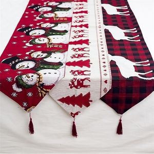 Décorations de chemin de table de Noël en lin pour la maison Navidad Decor Kerst Decoratie Runners Modern Y201020