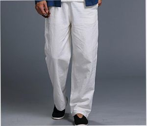 Linnen Katoen Kung Fu Sport Broek Oefen Oud-grof Mannelijke Tang-Pak Ademend Broek Chinese Traditiona Tai Chi Leisure Pants