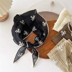Linnen katoenen kanten driehoek sjaal voor vrouwen bloemen zonnebrandcrème hoofddoek kleine sjaals dames haar hoofdband kantoor nekje