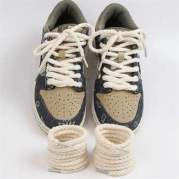 Lacets de chaussures en coton lin 7mm lacets ronds gras pour baskets lacets chaussures lacet de botte 100120140160180CM Shoestrings 1 paire 240321