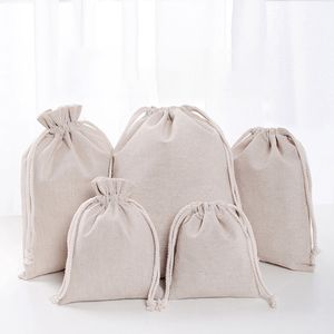 Sacs en lin avec cordon de serrage Sac à provisions réutilisable Party Candy Favor Sack Coton Emballage cadeau Sacs de rangement DHL WX9-1488