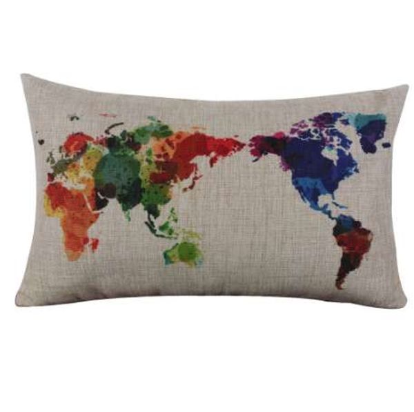 Funda de cojín de lino con estampado de mapa de palabras, decoración del hogar de 30x50cm, cojines decorativos, funda de almohada decorativa, 1 Uds.