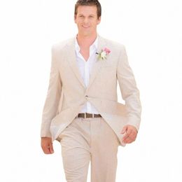 Lin Groom Tuxedo pour mariage Beach Hommes Costumes Slim Fit Marié Groomsmen Summer Wear Tuxedos Prom Party Blazer 2 pcs 2024 M3U1 #