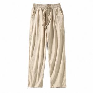 Pantalons en lin Hommes Plus Taille 9XL 8XL Pantalons d'été Pantalons en lin Mâle Fi Casual Pantalons de couleur unie Grande taille 8XL 9XL B3un #