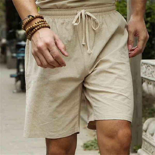 Pantalones cortos de lino Hombres Big Tall Summer Plus Tamaño 6XL 7XL 8XL 9XL 10XL Cintura elástica Casual Lino Bermudas Ropa de playa masculina 210629