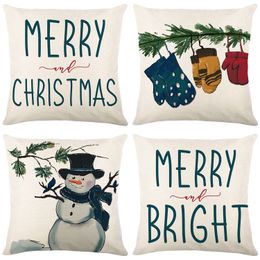 Couvre-oreiller de lancement de linge 18x18 pouces Lettre de Noël Glove Snowman Base Oreiller Decor Declowpas thewcase Square Cushion Coussin pour canapé-lit sur le canapé