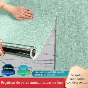 Papel tapiz de lino autoadhesivo a prueba de agua a prueba de humedad y mojado enhuesado calcomanías 3D de pared en el hogar decoración de la sala de estar 240418