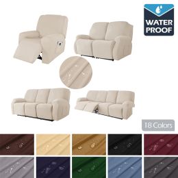 Linten Waterdichte stretchrecliner bankafdekkingen 1/2/3/4 stoelen vaste bankafdekkingen Sofa Slipcover Protector Recliner stoelhoezen voor thuis