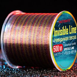 Líneas 500m Línea de pesca moteada súper fuerte 3D Línea manchada invisible Monofilamento Línea principal de nailon Aparejos de pesca de carpa Accesorios