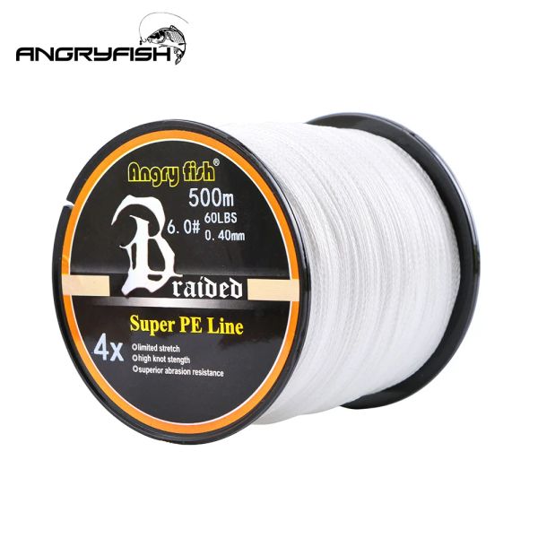 Lignes Angry Fish Spining Line 500M 4 brins Multifilament coulant ligne de pêche au thon Leader Super PE Tresse fil Tresse Peche 4 tresse