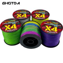 Lignes GHOTDA 10LB80LB ligne de pêche tressée ligne PE 4 brins pour crochets de gabarit d'eau salée leurre ligne attachée Camouflage Invisible 300M