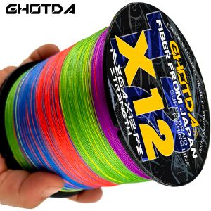 Lignes GHOTDA PE Super 300/500M lignes tressées pêche 9X 12X brins fort grand jeu Multifilament corde de pêche 20LB120LB corde de pêche