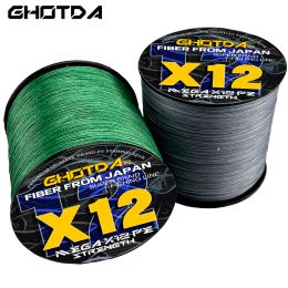 Líneas GHOTDA X12 hebras línea trenzada pesca 300/500/1000M agua salada 25120LB multifilamento PE cuerda de pesca fuerza 0.160.55mm