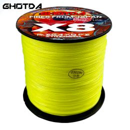 Líneas Línea de pesca trenzada GHOTDA X8 100/300/500 metros X8 línea de pesca multifilamento PE hilos súper fuertes de alta calidad 0,14mm0,5mm