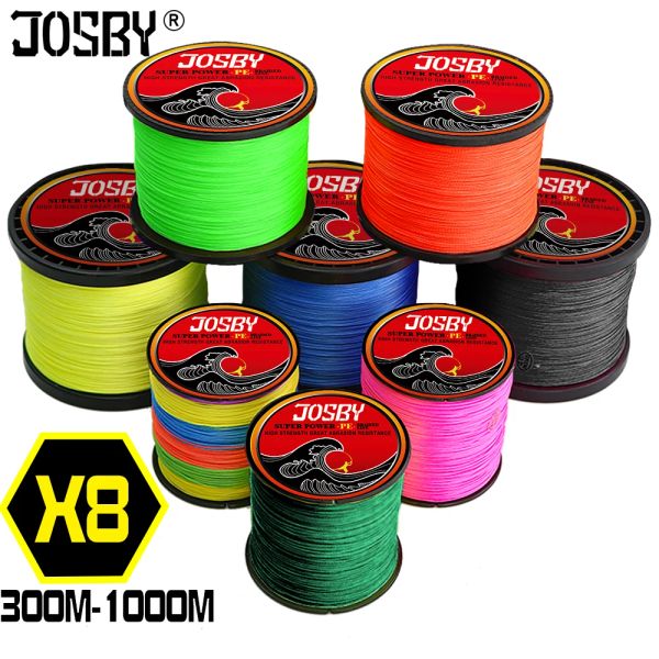 Lignes JOSBY Pesca carpe ligne de pêche à la mouche pêche PE tressé Multifilamento fil 8 brins accessoires 300M 500M 1000M 22120LB cordon nouveau