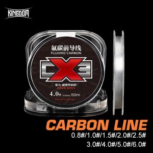 Lijnen Kingdom Vislijnen Fluorocarbon Coating Leader 50m Zinkende lijn 2.0# 2.5# 3.0# 4.0# Slijtvaste karpervisaccessoires