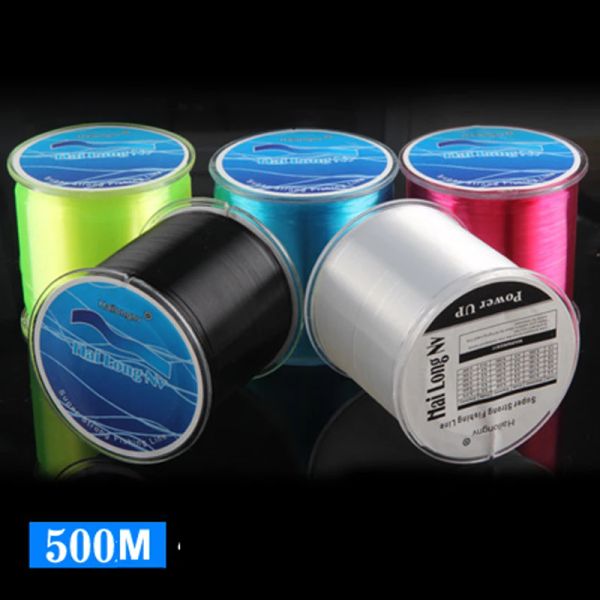 Lignes nouvelles comptoirs de pêche en nylon Linha monofilamento monofilament Custom bobine 500 m Ligne de poisson en nylon vsdraad fluorocarbone