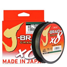 Lignes nouvelles Jbraid Grand x8 Ligne de pêche 135m 270m 8 brins Traded PE Line Fishing Tackle 18 20 25 30 35 lb fabriqué au Japon
