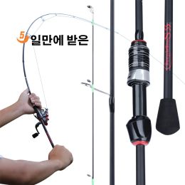 Sougayilang Canne à pêche Casting Spinning ultralégère de 1,8 m en fibre de carbone 4 sections avec poignée Eva Baitcasting Fishing Rod