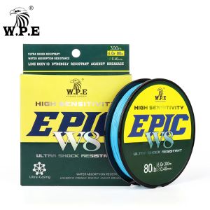 Lijnen W.P.E EPIC 300M W8 Strengen PE Gevlochten Vislijn Ultra Glad Multifilament 15 20 30 40 50 80 100LB Karper Vislijn Pesca