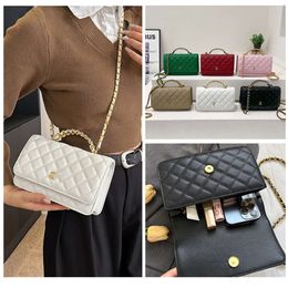 Lingge Chain-Bolso de mano pequeño y fragante para mujer, versátil, de gama alta, simplificado, de un solo hombro, cruzado