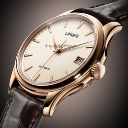 Lingke Ultra-Thin Mens Watch entièrement automatique Mécanique Lumineux étanche pour hommes Watch Student Gift For Boyfriends Watch