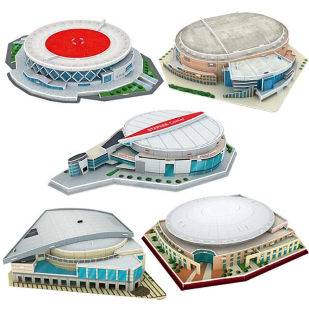 Link 2 Classic Jigsaw Diy 3D Puzzle World Football Stadium Playground European Soccer Playground montado Brinquedos de quebra -cabe￧a de constru￧￣o para crian￧as