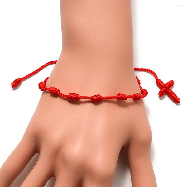 Pulseras de eslabones, 1/2 Uds., pulsera de cuerda de estilo étnico, cadena cruzada anudada hecha a mano, tejido a mano para hombres y mujeres, accesorios de joyería