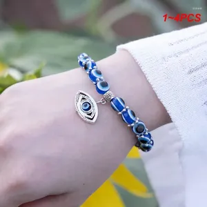 Linkarmbanden 1-4 stuks ronde gelukskraalarmband wens elastische Turks blauwe sieraden dames charme kristal