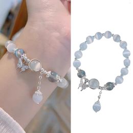 Bracelets à maillons 1 pièce, trésor bleu de mer, cristal clair de lune, élastique de luxe léger pour filles et femmes, accessoires de bijoux