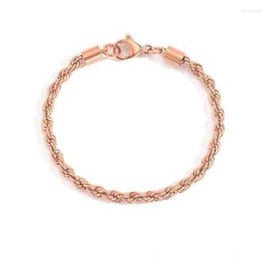 Bracelets à maillons 1 pièces chaîne de corde torsadée en acier inoxydable neutre 3/4MM Style Ins pour femmes/hommes cadeaux