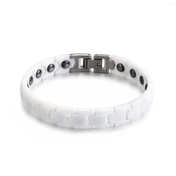 Lien Bracelets 10mm Hommes/Femmes Bracelet Blanc/Noir Aimant En Céramique En Acier Inoxydable Bracelet De Mode Couple Manchette Chaîne Cadeaux Bijoux
