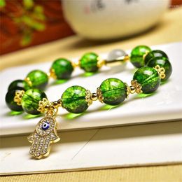 Pulseras de eslabones de 10 mm, pulsera de cristal de oliva verde natural, joyería de piedras preciosas de moda, regalo curativo de Reiki para mujeres, 1 Uds.