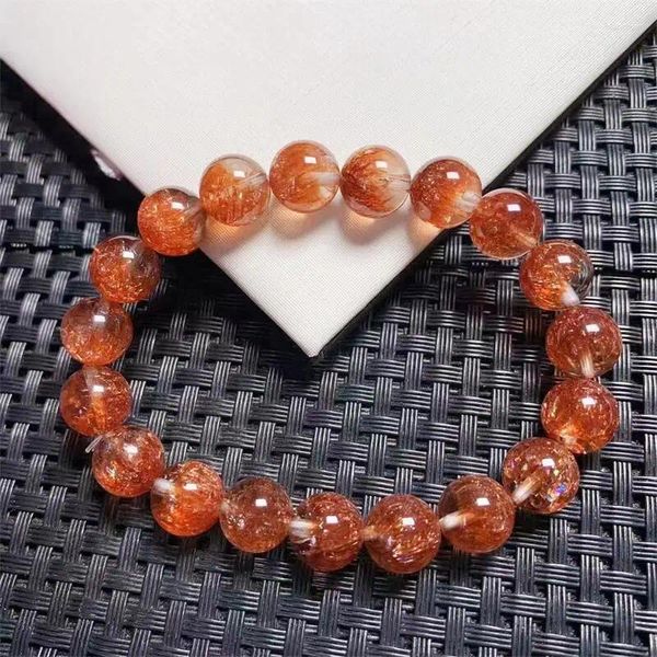 Pulseras de eslabones 10 mm natural naranja cobre super siete cuarzo pulsera hecha a mano fortuna energía piedra preciosa mineral mujer amuleto joyería regalo