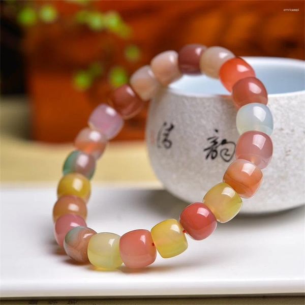 Pulseras de enlace 10 mm Natural Yanyuan Agate Bracelet Crystal Reiki Healing Stone Fashion Jewelry Gifting Gifting For Women 1 PCS