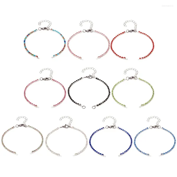 Bracelets à maillons en fer et laiton pour femmes, 10 pièces, chaîne en verre strass, connecteur, breloques, accessoires de fabrication de bijoux
