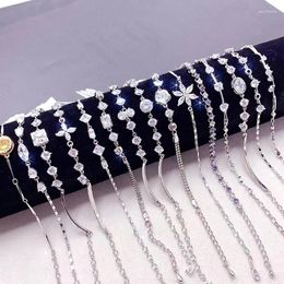 Link Armbanden 10 Stuks Luxe Zirkoon Koperlegering Ketting Voor Vrouwen Koreaanse Elegante Eenvoud Stralende Kristal Hand Ornament Sieraden