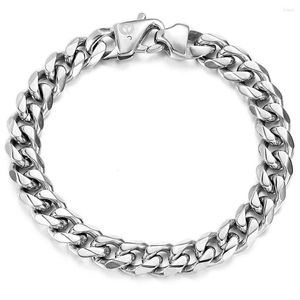 Bracelets à maillons 11mm Bracelet en acier inoxydable 316L pour hommes lourds chaîne de bordure cubaine couleur argent Bracelet de fête Hip Hop bijoux masculins HBM122